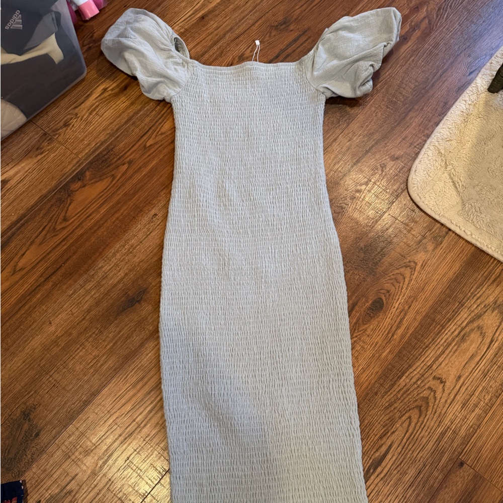Light Grey Blue Textured Dress